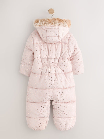 Pale Pink Print Shower Resistant Snowsuit (3mths-7yrs)