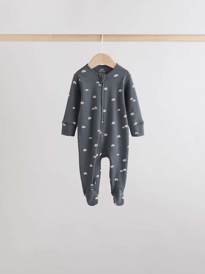 White/Black Two Way Zip Baby Sleepsuits 4 Pack (0mths-2yrs)