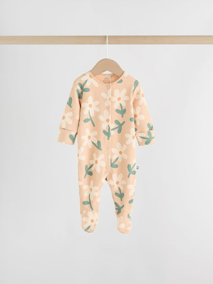 Sage Green Floral Baby Sleepsuits 5 Pack (0mths-2yrs)