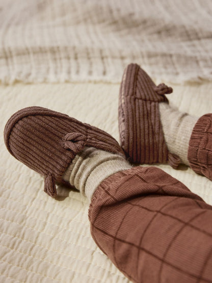 Chocolate Brown Bear Baby Slip-Ons Shoes (0-2mths)