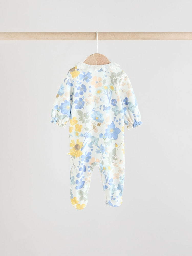 Blue Collar 3 Pack Baby Sleepsuits (0-2yrs)