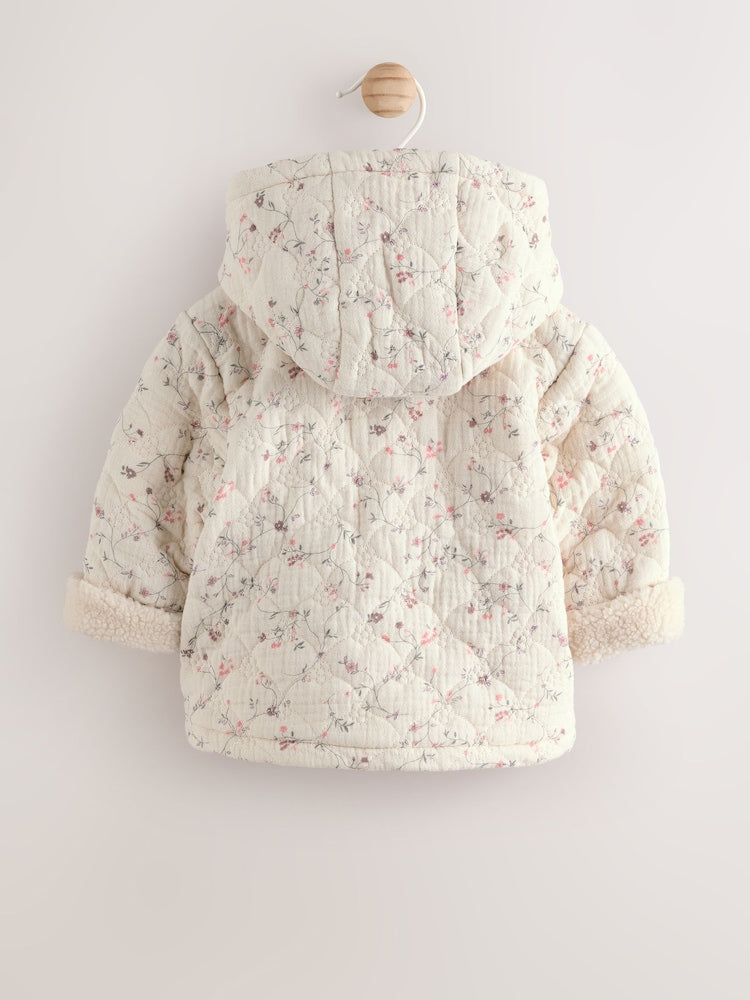 Ecru Floral Baby Crinkle Jersey Coat (0mths-2yrs)