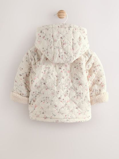 Ecru Floral Baby Crinkle Jersey Coat (0mths-2yrs)