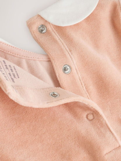 Pink Velour Baby Sleepsuit (0mths-3yrs)