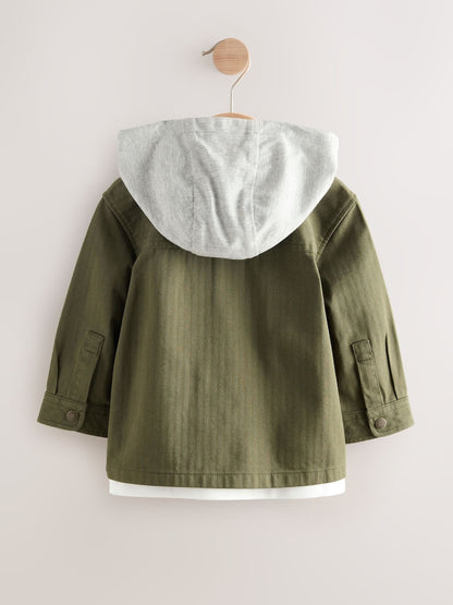 Khaki Green Hooded Overshirt and T-Shirt Set 2 Piece (3mths-7yrs)