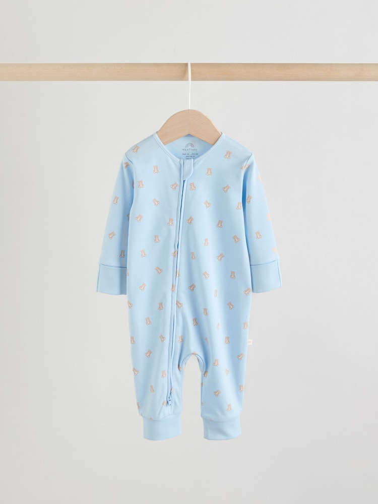 Blue Bear Two Way Zip Baby Sleepsuits 3 Pack (0mths-3yrs)