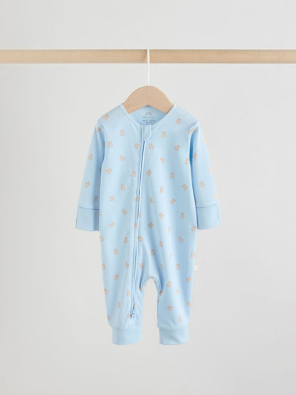 Blue Bear Two Way Zip Baby Sleepsuits 3 Pack (0mths-3yrs)