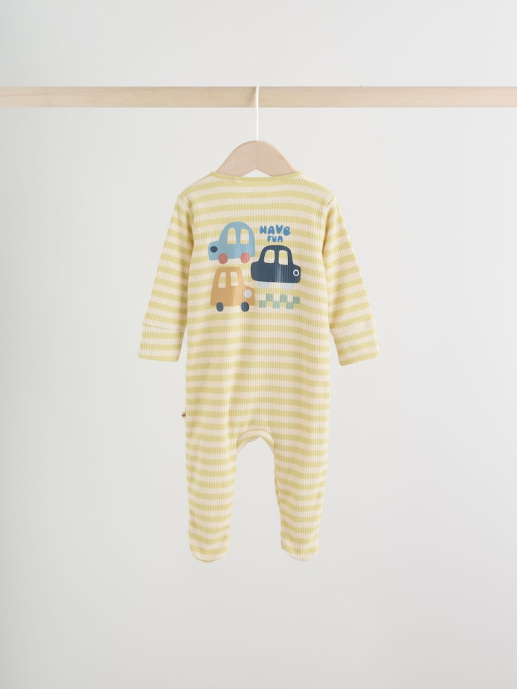 Multi Transport Two Way Zip Baby Sleepsuits 3 Pack (0mths-2yrs)