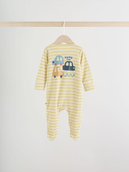 Multi Transport Two Way Zip Baby Sleepsuits 3 Pack (0mths-2yrs)