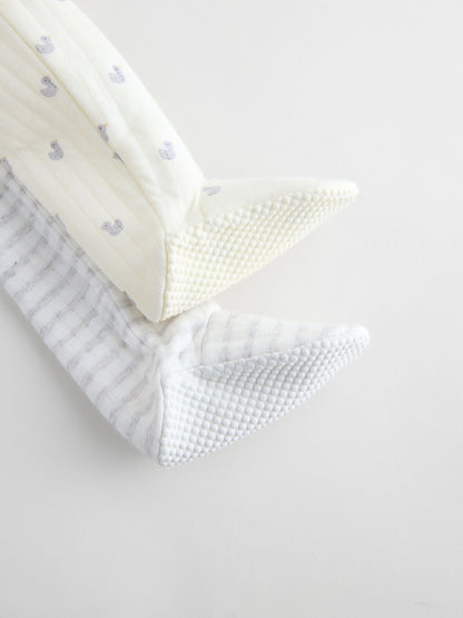 Grey Baby Quilted Sleepsuits 2 Pack