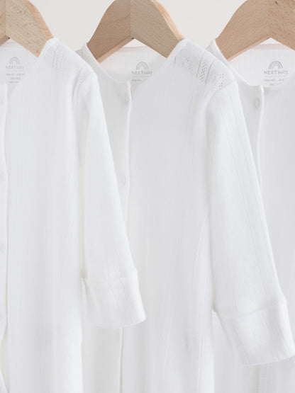 White Pointelle Baby Sleepsuits 3 Pack (0-18mths)
