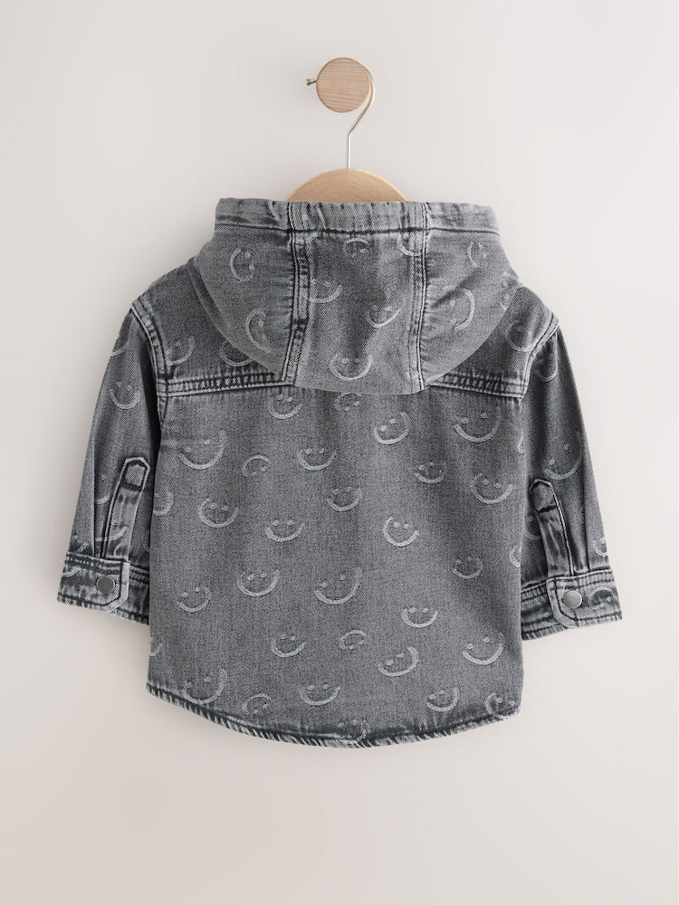 Grey Face Denim Hooded Overshirt (3mths-7yrs)