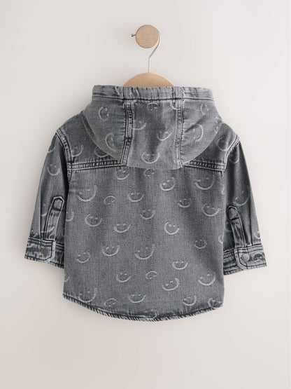 Grey Face Denim Hooded Overshirt (3mths-7yrs)
