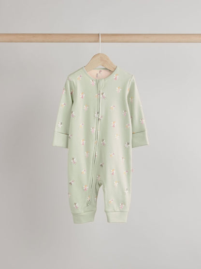 Pastel Character 3 Pack Two Way Zip Baby Sleepsuits (0mths-3yrs)