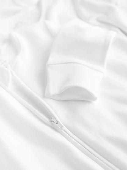 White Essential Zipped 100% Cotton Baby Sleepsuits 3 Pack