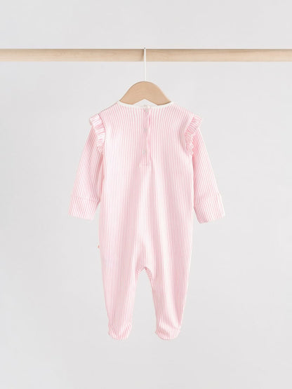 Pink Collar 3 Pack Baby Sleepsuits (0-2yrs)