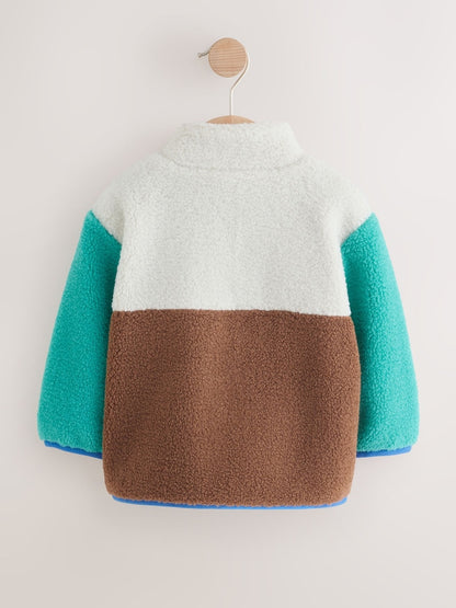 Colourblock Plain Funnel Neck Fleece Zip Through Fleece