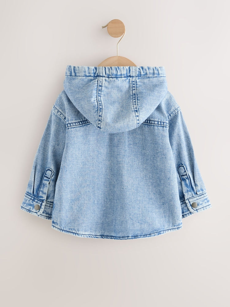 Mid Blue Denim Hooded Overshirt (3mths-7yrs)