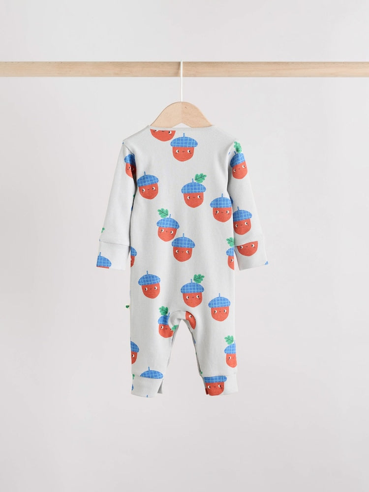 Green Autumn Pumpkin Baby Footless Sleepsuits 3 Pack