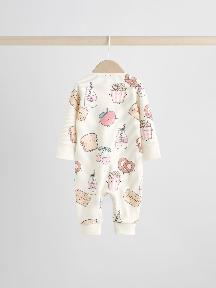 Multi Food Character Two Way Zip Baby Sleepsuits 3 Pack