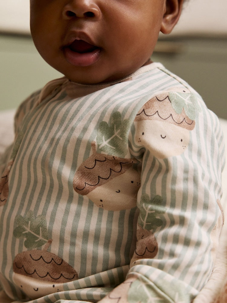 Cream Autumn Pumpkin Two Way Zip Footless Baby Sleepsuits