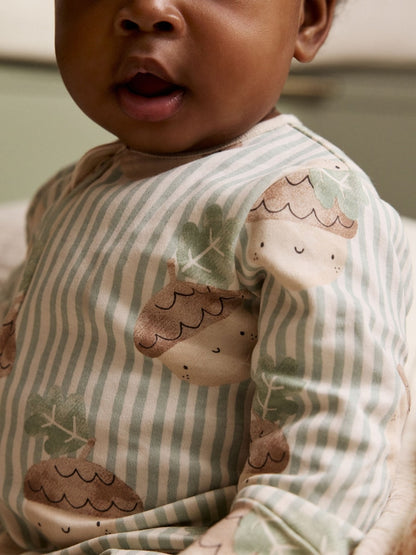 Cream Autumn Pumpkin Two Way Zip Footless Baby Sleepsuits