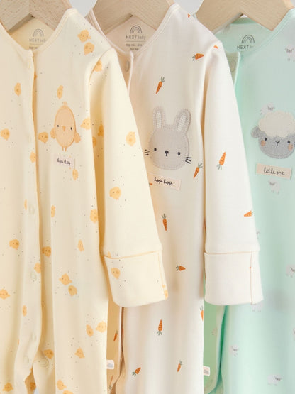 Yellow Easter Character 3 Pack Baby Sleepsuits (0mths-2yrs)