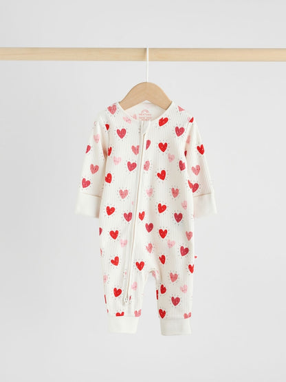 Red Heart Two Way Zip Baby Sleepsuits 3 Pack (0mths-3yrs)