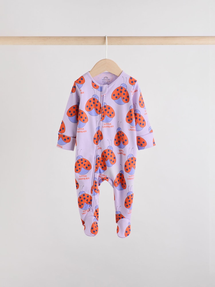 Bright Two Way Zip Sleepsuits 3 Pack (0-2yrs)