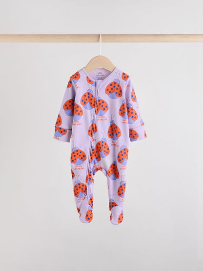 Bright Two Way Zip Sleepsuits 3 Pack (0-2yrs)