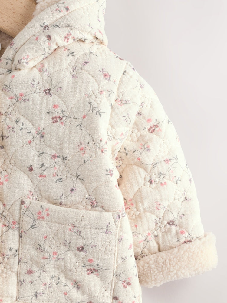 Ecru Floral Baby Crinkle Jersey Coat (0mths-2yrs)