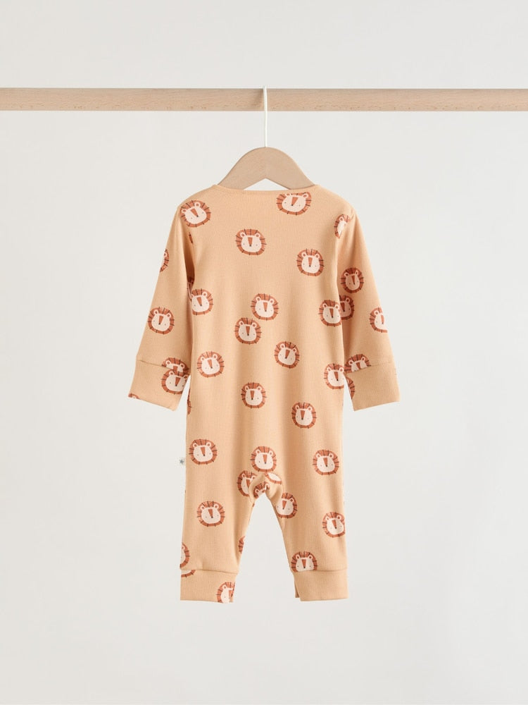 Multi Safari Animal Baby Sleepsuits 4 Pack (0mths-3yrs)