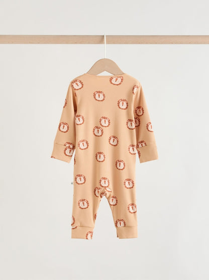 Multi Safari Animal Baby Sleepsuits 4 Pack (0mths-3yrs)