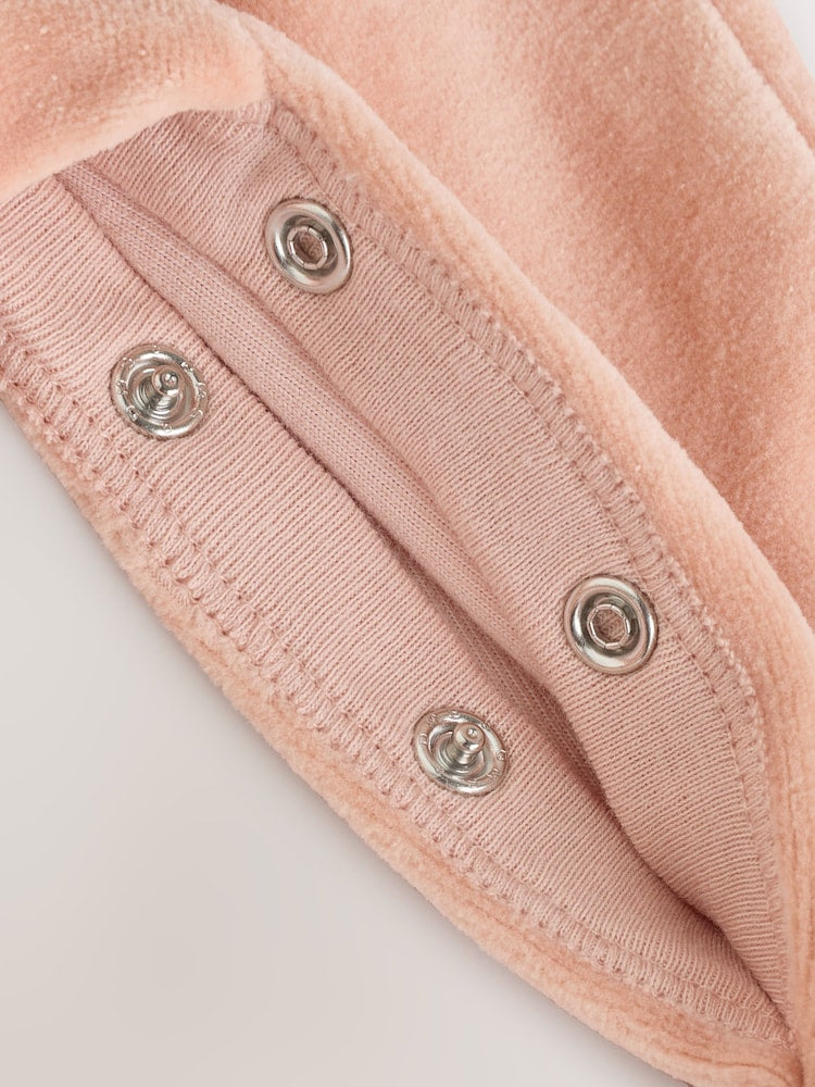 Pink Velour Baby Sleepsuit (0mths-3yrs)