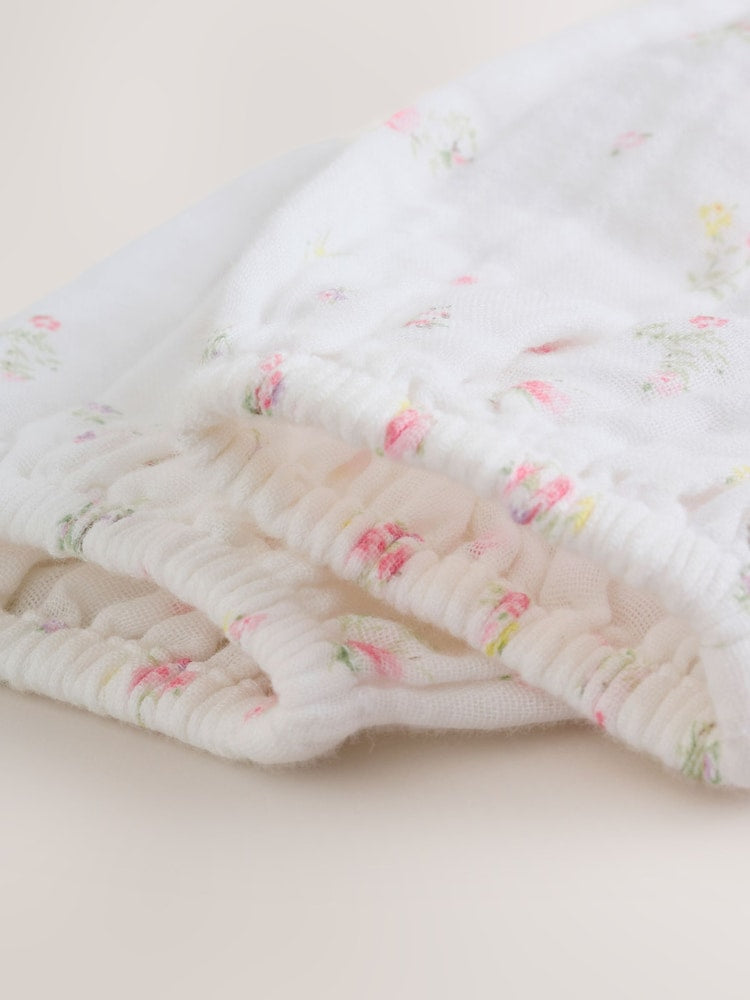 White/Pink Ditsy Baby Bloomer Rompers Set 2 Piece with Tights (0mths-3yrs)