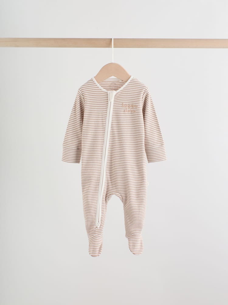 Neutral Milkclub Two Way Zip Baby Sleepsuits 3 Pack (0-2yrs)