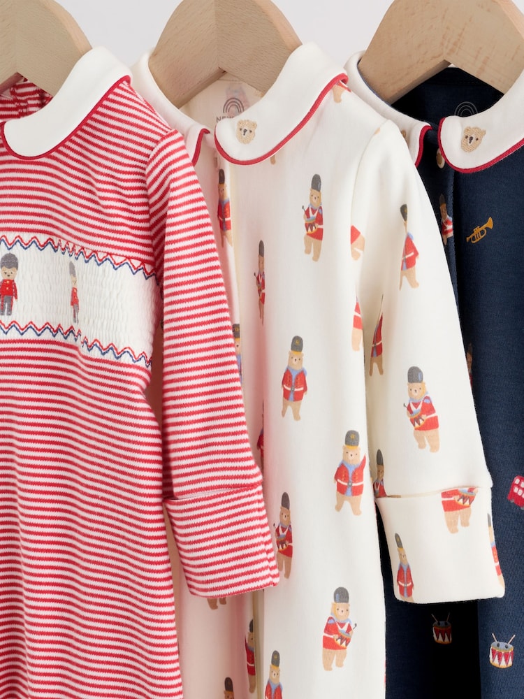 Red Bear Baby Sleepsuits 3 Pack (0-2yrs)