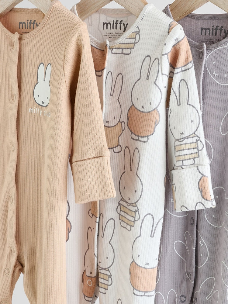 Neutral Miffy Baby Sleepsuits 3 Pack (0mths-2yrs)