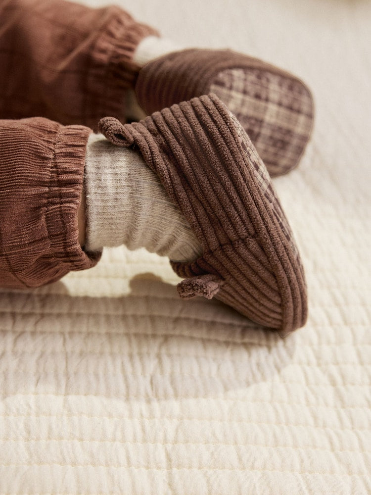 Chocolate Brown Bear Baby Slip-Ons Shoes (0-2mths)