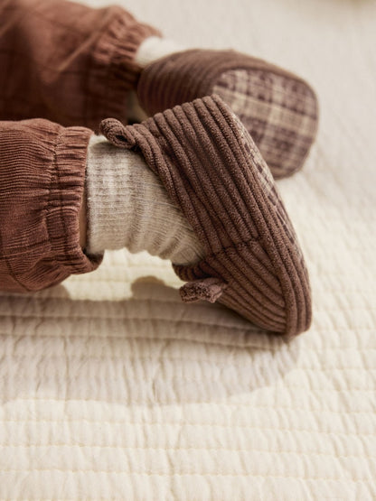 Chocolate Brown Bear Baby Slip-Ons Shoes (0-2mths)