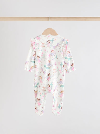 Ecru Fairy Two Way Zip Baby Sleepsuits 3 Pack (0-2yrs)