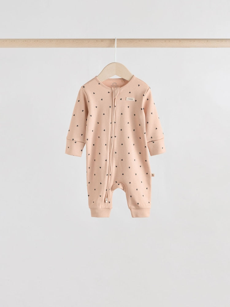 Monochrome Leopard And Cherry Print Two Way Zip Baby Sleepsuits 4 Pack (0mths-3yrs)