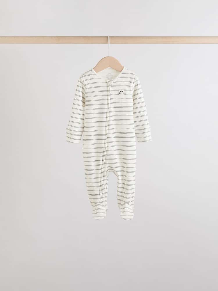 White/Black Two Way Zip Baby Sleepsuits 4 Pack (0mths-2yrs)