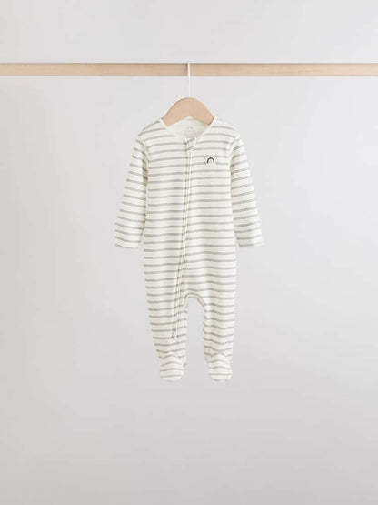 White/Black Two Way Zip Baby Sleepsuits 4 Pack (0mths-2yrs)