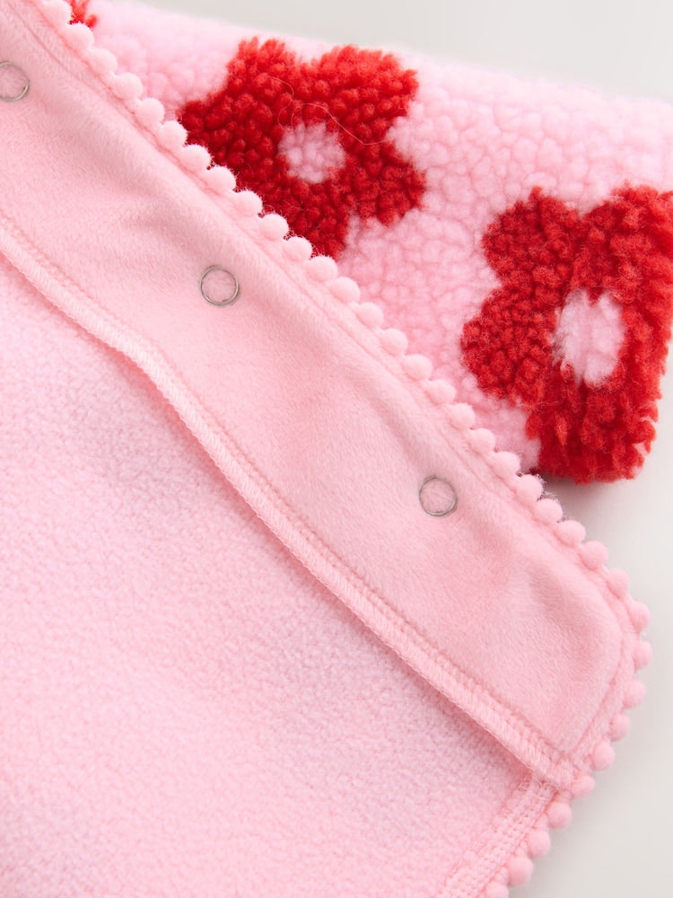 Pink Floral All Over Print Borg Hooded Baby Jacket (0mths-2yrs)