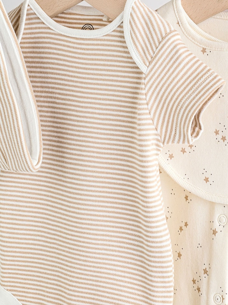 Neutral Baby Sleepsuit, Bodysuit, Beanie and Bib Set 4 Piece (0-9mths)