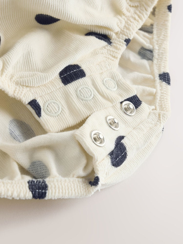 Cream/Charcoal Polka Dot Baby Bloomer Rompers Set 2 Piece with