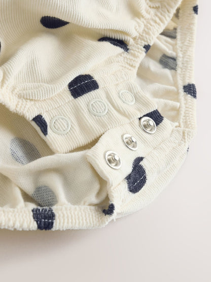 Cream/Charcoal Polka Dot Baby Bloomer Rompers Set 2 Piece with