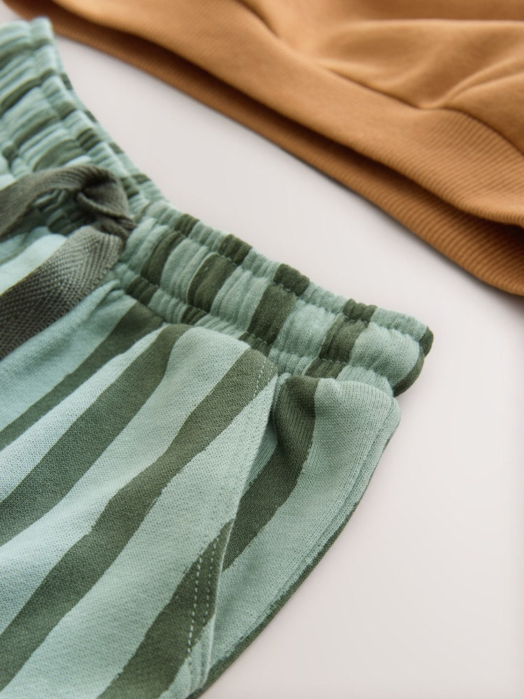 Rust Brown Cool Vibes Printed Hoodie and Joggers Set (3mths-