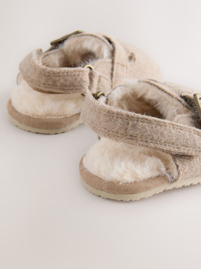 Neutral Baby Faux Lined Clog Shoes (0-2mths)